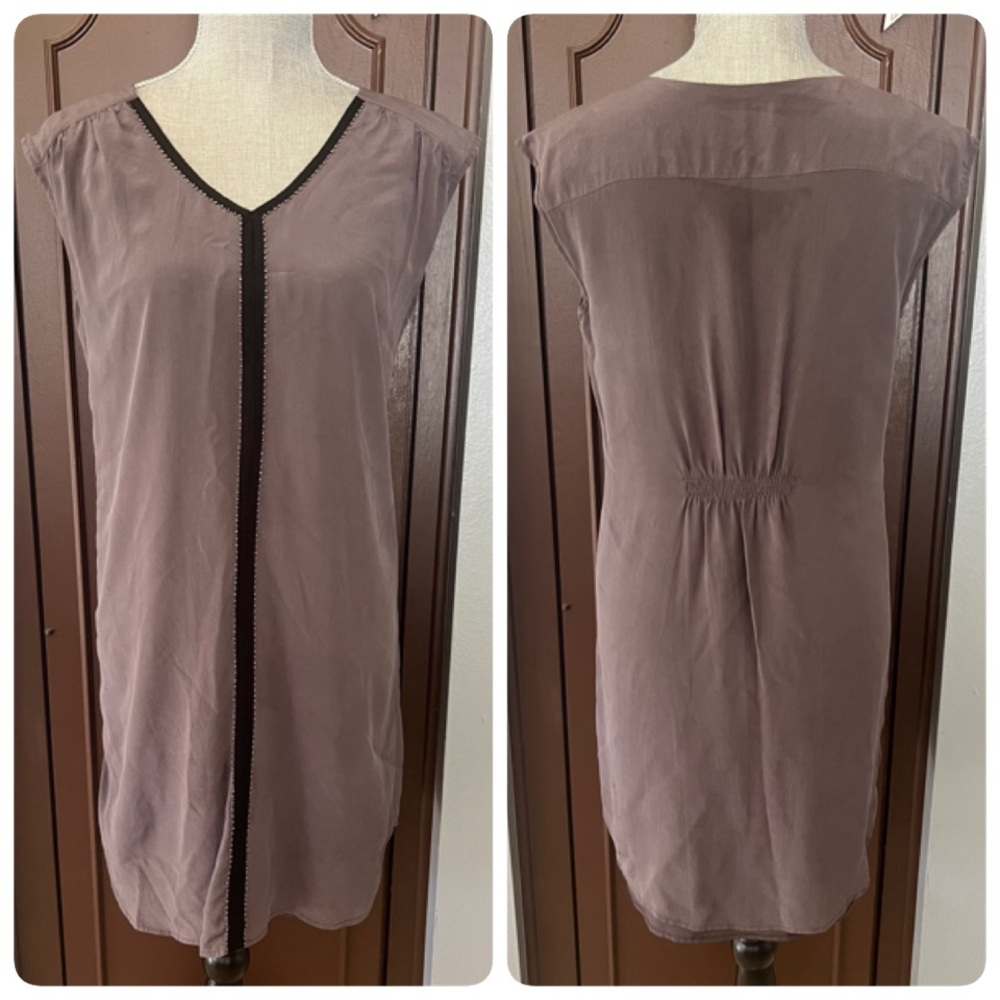 Paraphrase Silk Beaded Ash Violet Shift Dress